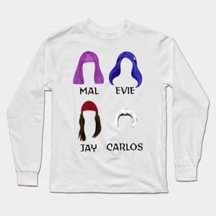 Mal, Evie, Jay and Carlos Hair profiles Long Sleeve T-Shirt